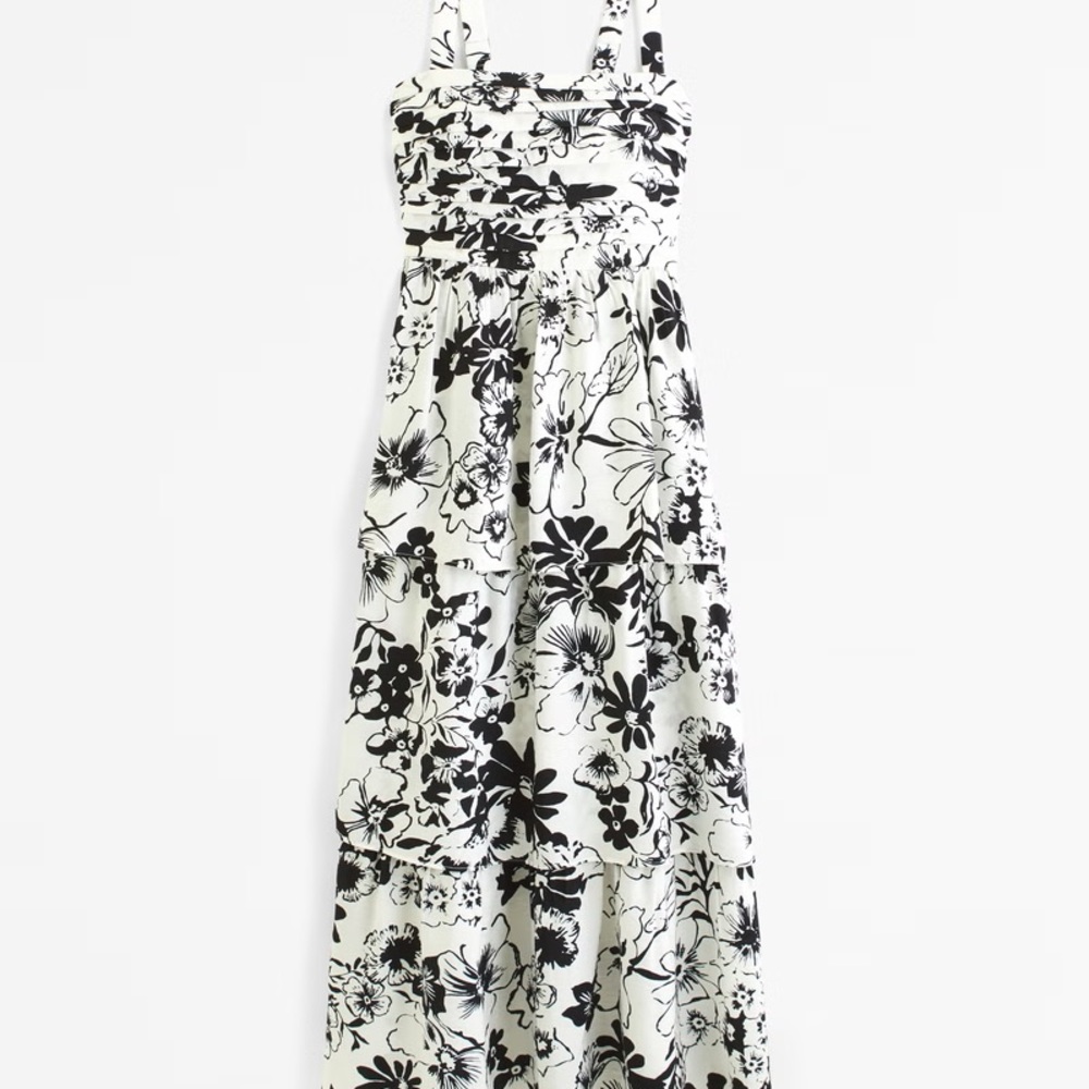 Abercrombie & Fitch Black and White Floral Maxi Dress